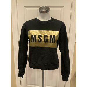 MSGM Black Sweatshirt W/ Gold Logo Front, Size XS